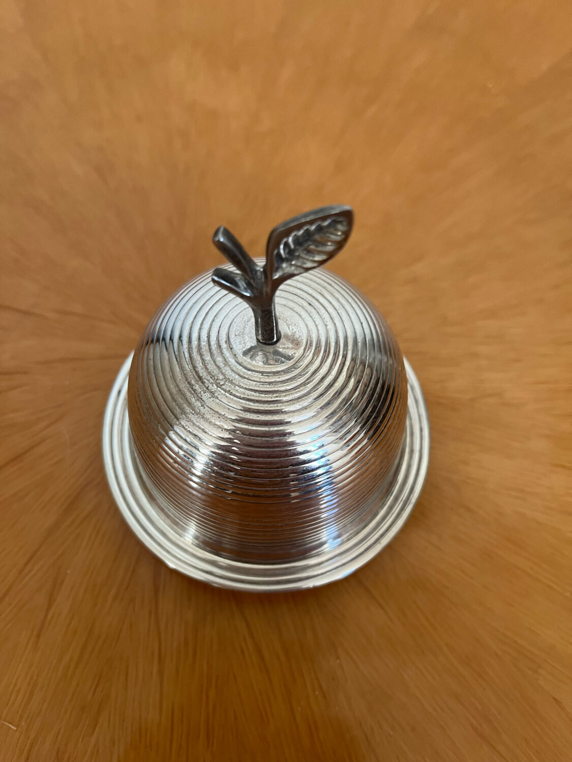 Antique silver metal butter dish