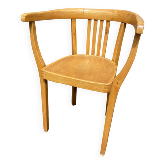 Fauteuil de bureau bois courbé viennois style fischel thonet 1950