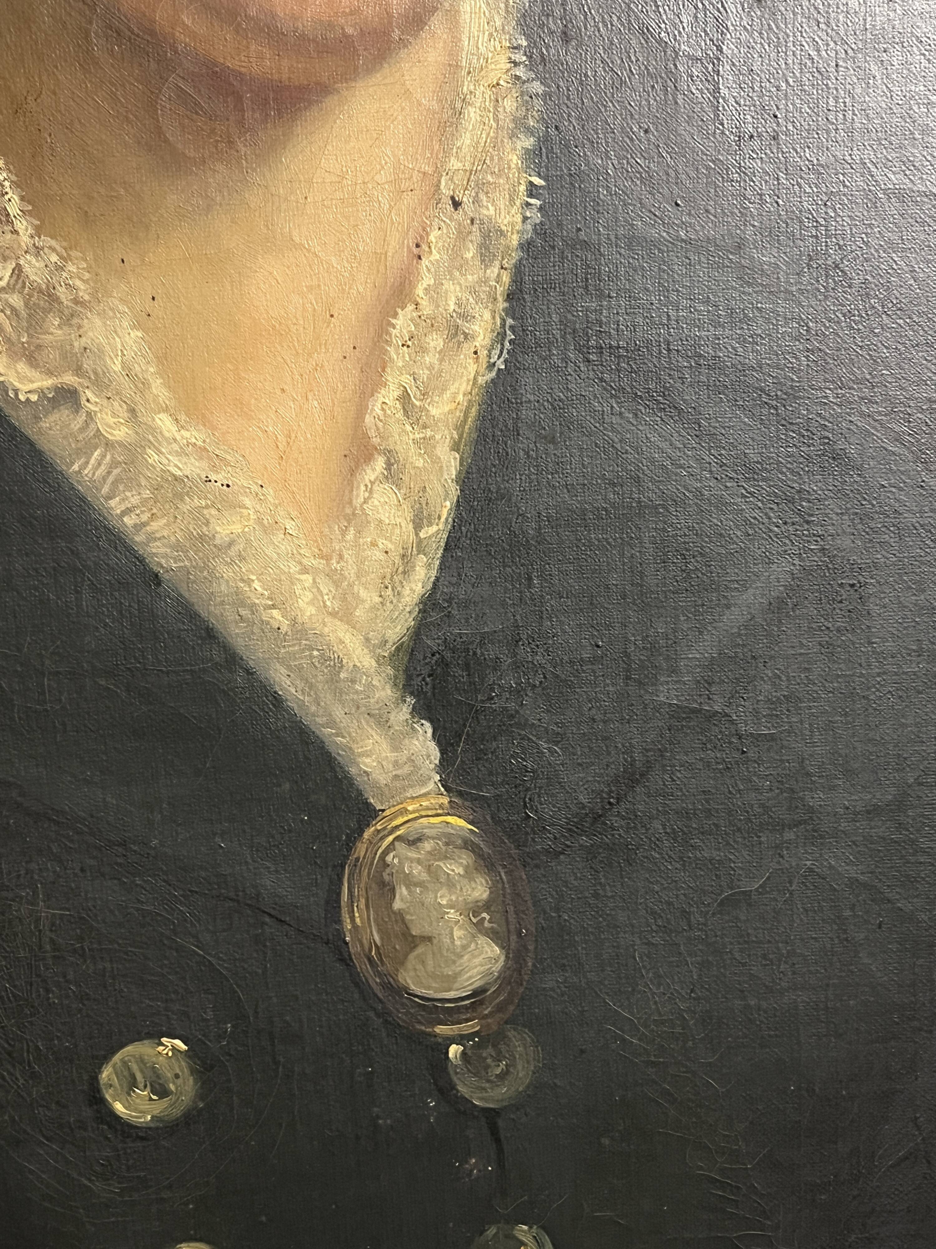 Huile sur toile portrait ancêtre signé A. Juliard daté XIXème