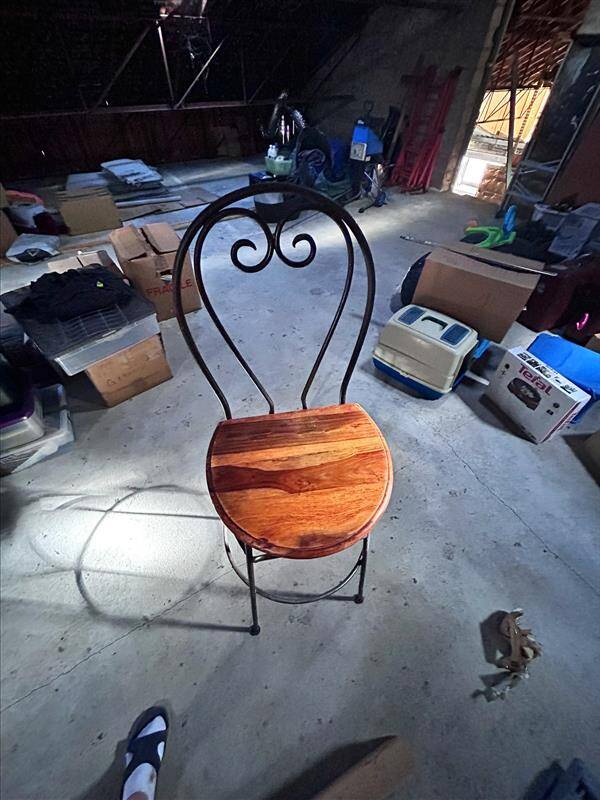 Chaises hautes en palissandre et fer forgé