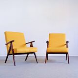 Mid Century Easy Chair Model B 310 Var in Yellow Tweed