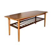 Table basse teck avec porte-revue style scandinave vintage