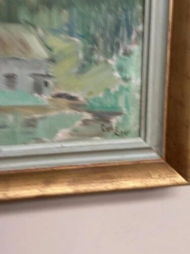 Oil on Panel “Landscape with a Hut” by Carl Einar, Vintage & Framed 38.5×32cm