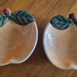 Set of 2 small Orange-shaped Barbotine cups