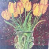 Painting yellow tulip flowers