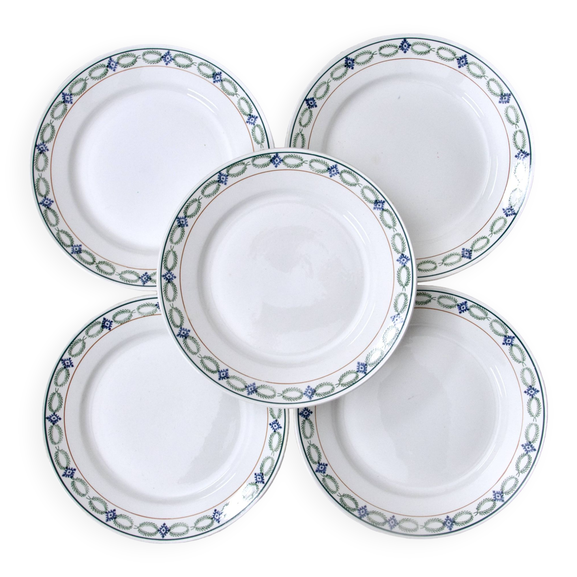 Assiettes terre de fer polychrome St Amand