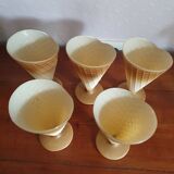 Set of 5 bormioli rocco embossed glass ice cream cups made in vintage Italy