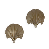 Pair of vintage glass paste shell wall lights