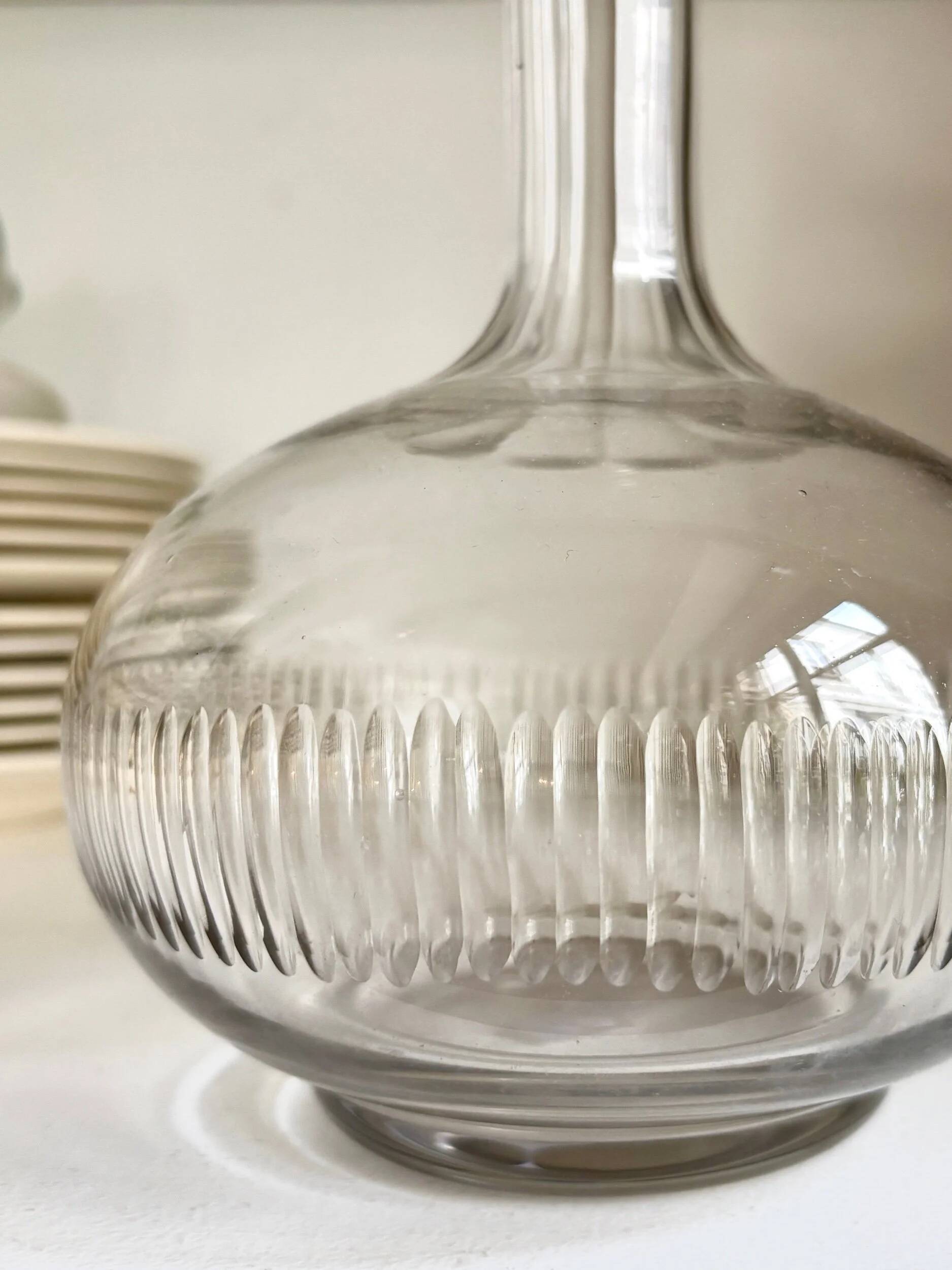 Chiseled glass liqueur carafe
