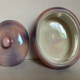 Oval box pink purple pearl iridescent 70s