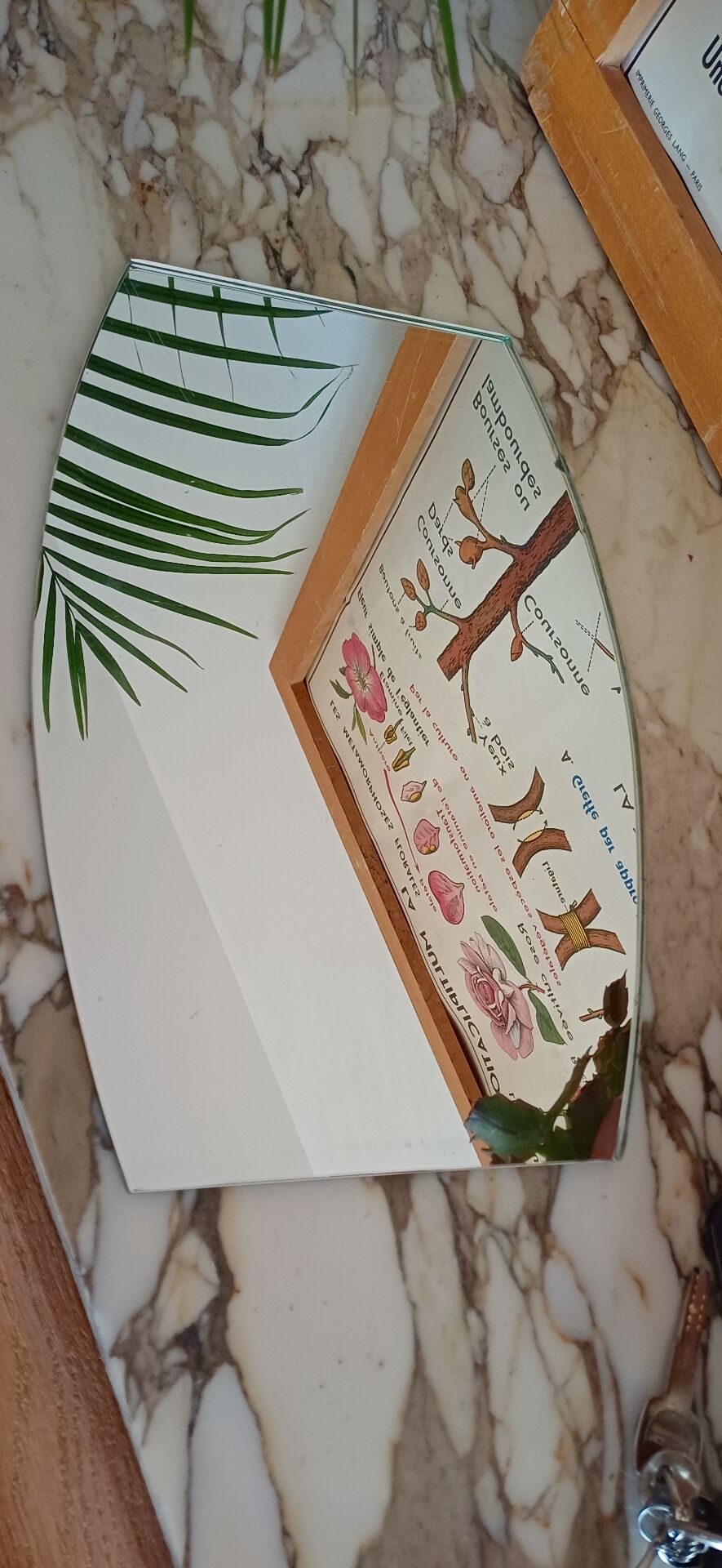 Velvet-backed tabletop mirror