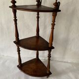 Small old corner shelf in turned wood, 19th century