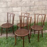 Set of 4 curved wooden bistro chairs