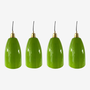 Set of four new electrified green opaline suspensions