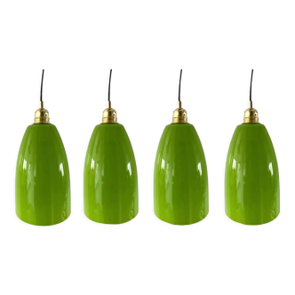 Set of four new electrified green opaline suspensions