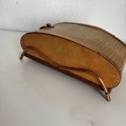 Vintage cigarette dispenser 1960 curtain box wood copper - 21 x 12 cm