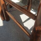Pair of mulched brutalist chairs and wood