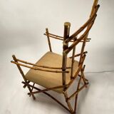 Vintage Italian Armchairs and Coffee Table in Bamboo and Brass by Paolo Traversi, 1970s, Set of 3