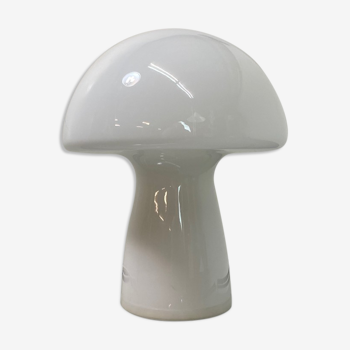 Lampe de table champignon en verre blanc, années 70