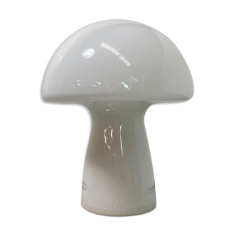 Lampe de table champignon en verre blanc, années 70