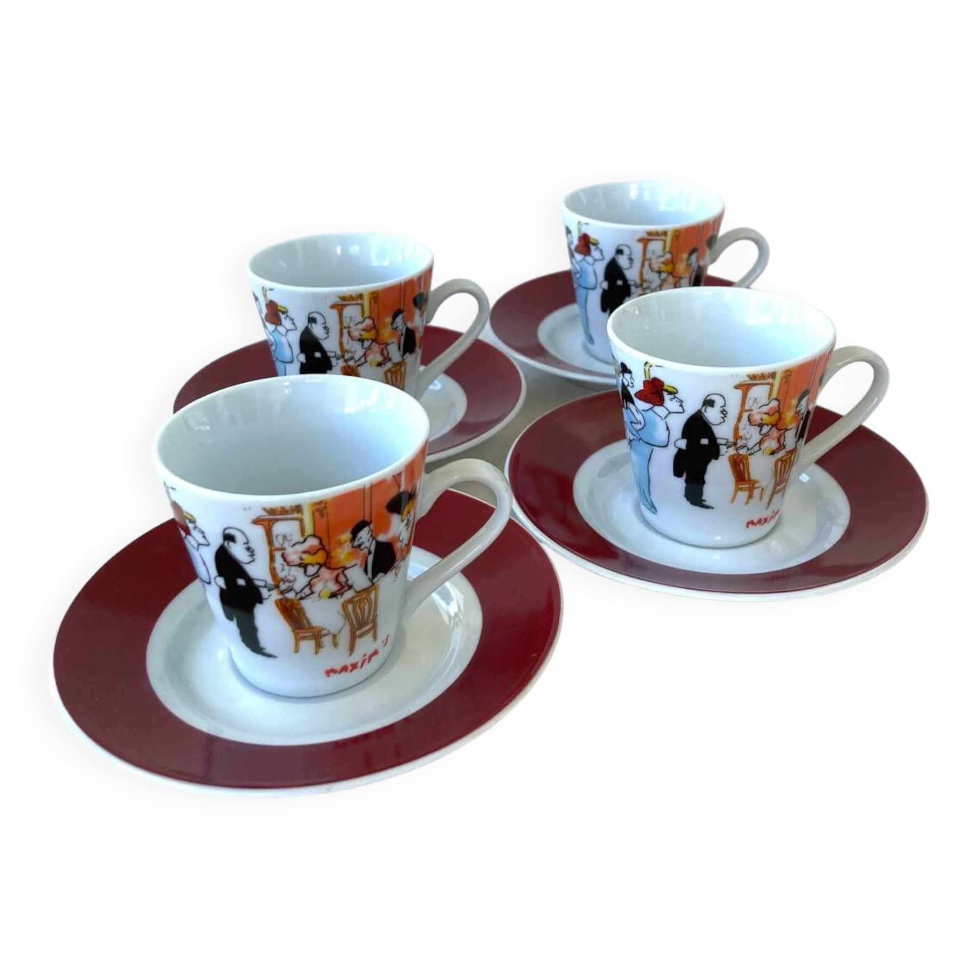 4 Maxim's de Paris coffee cups and saucers