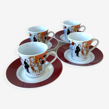 4 Maxim's coffee cups and saucers from Paris