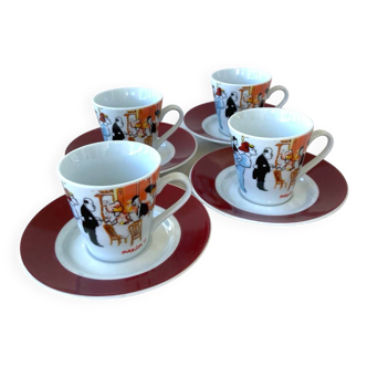 4 Maxim's de Paris coffee cups and saucers