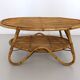 Oval Wicker Coffee Table with Lower Shelf