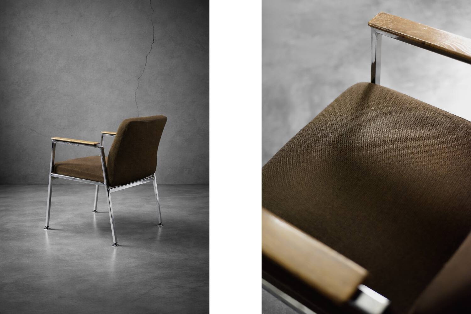 Mid-century modern brown German conference chair, made by Drabert, 1970.