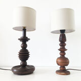 Turned wooden vintage lamp