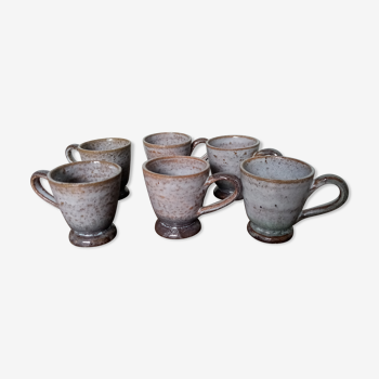 Enamelled ceramic liqueur cups or glasses, set of six