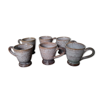 Enamelled ceramic liqueur cups or glasses, set of six