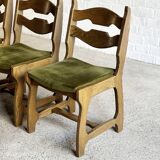 Dining Chairs in Wood and Fabric attributed to Guillerme Et Chambron, 1950s, Set of 6