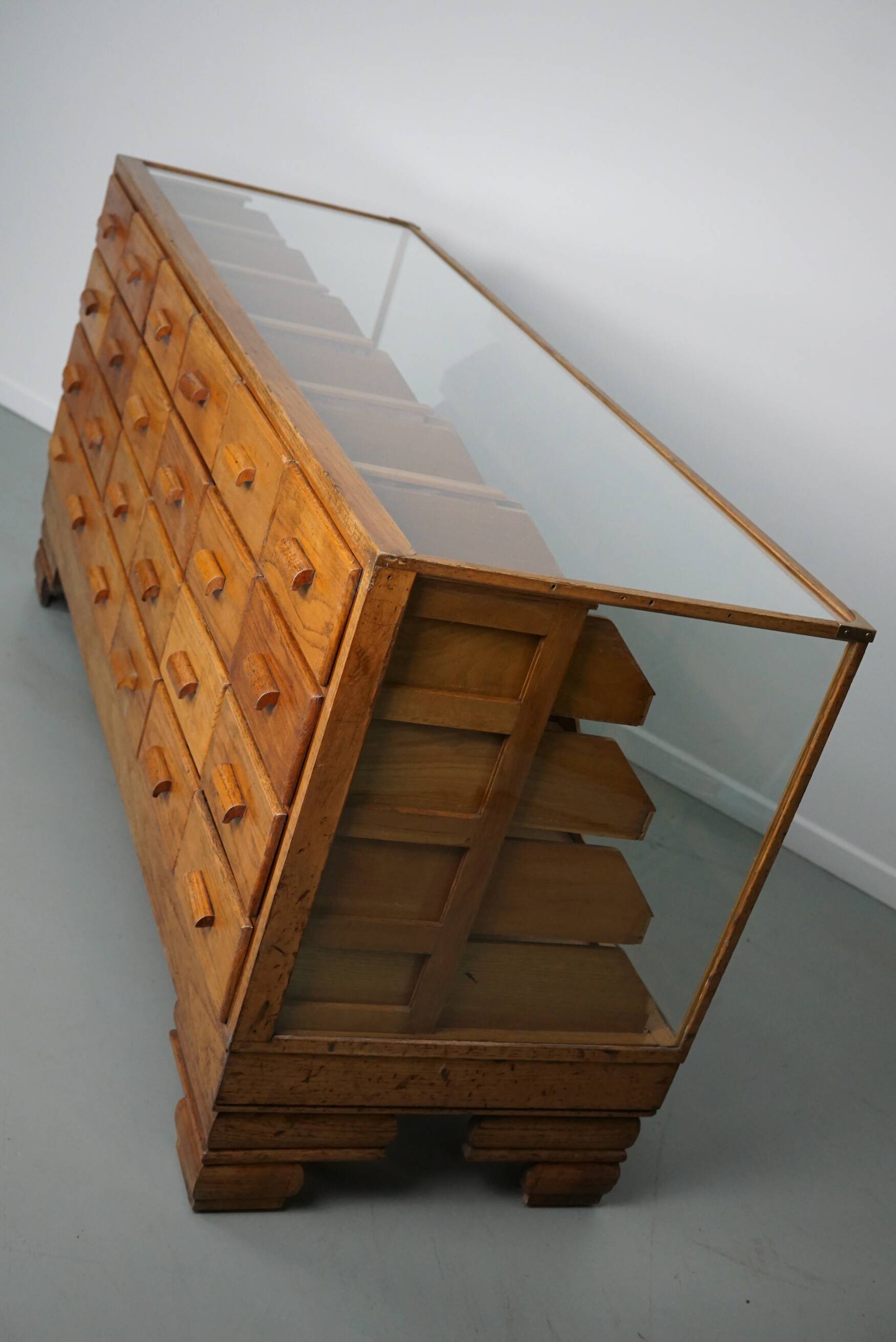 Antique British Oak Haberdashery Cabinet or Shop Counter, 1920/30s