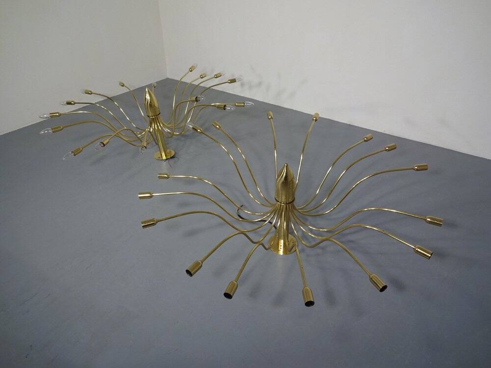Large Italian brass chandelier, 1960s