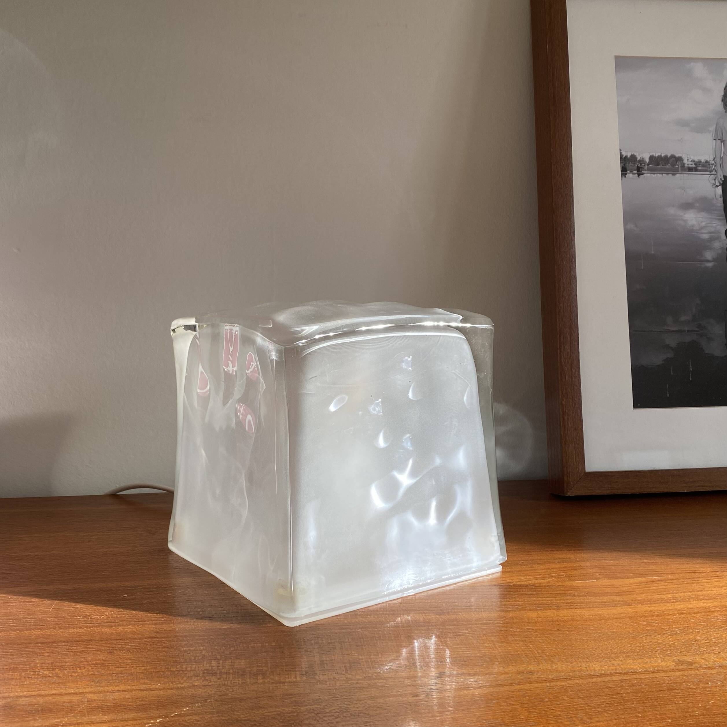Ikea Iviken Sweden 1990s ice cube glass table lamp bedside lamp ice cube LAMP-7299