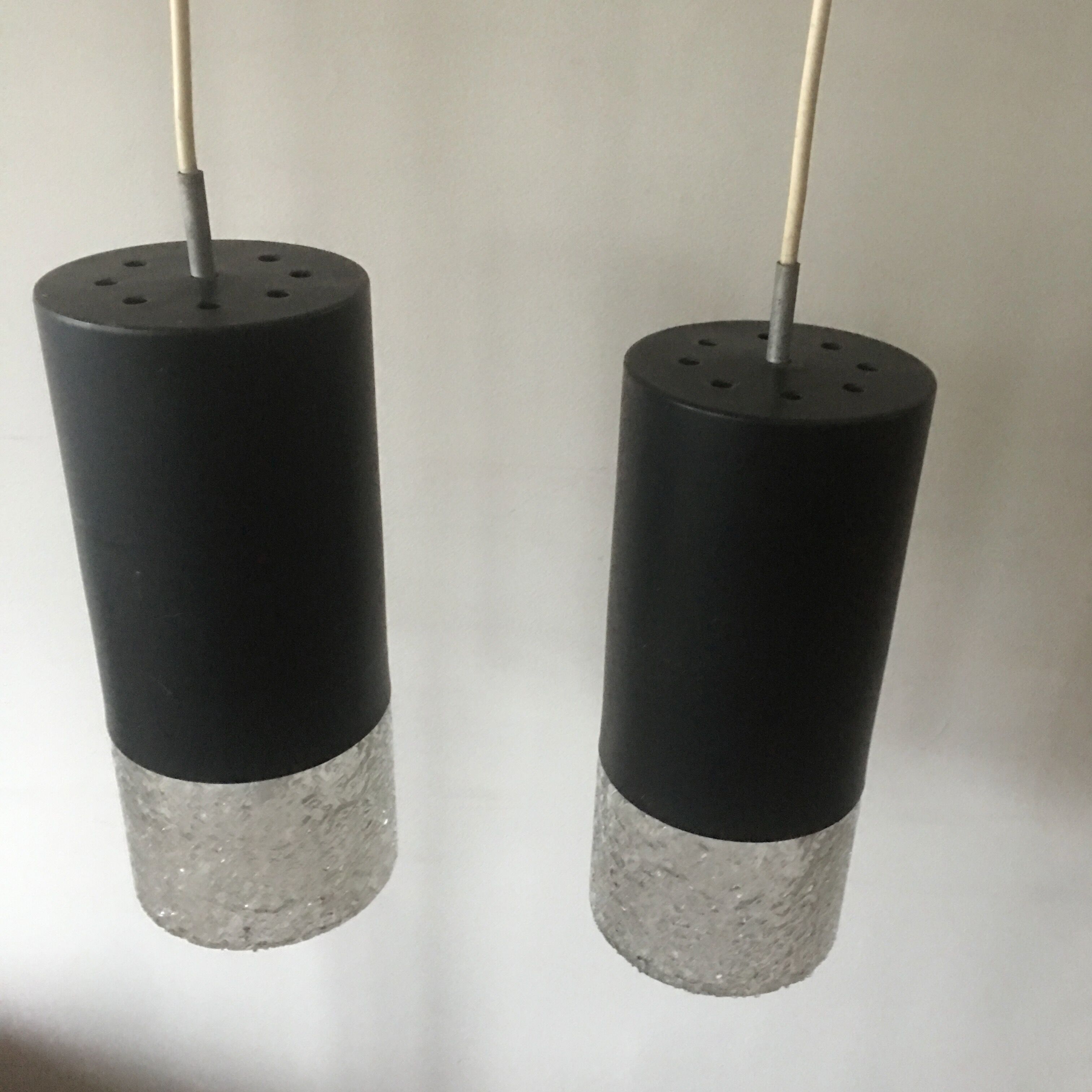 Pair of wall lamps in glass and metal 1960