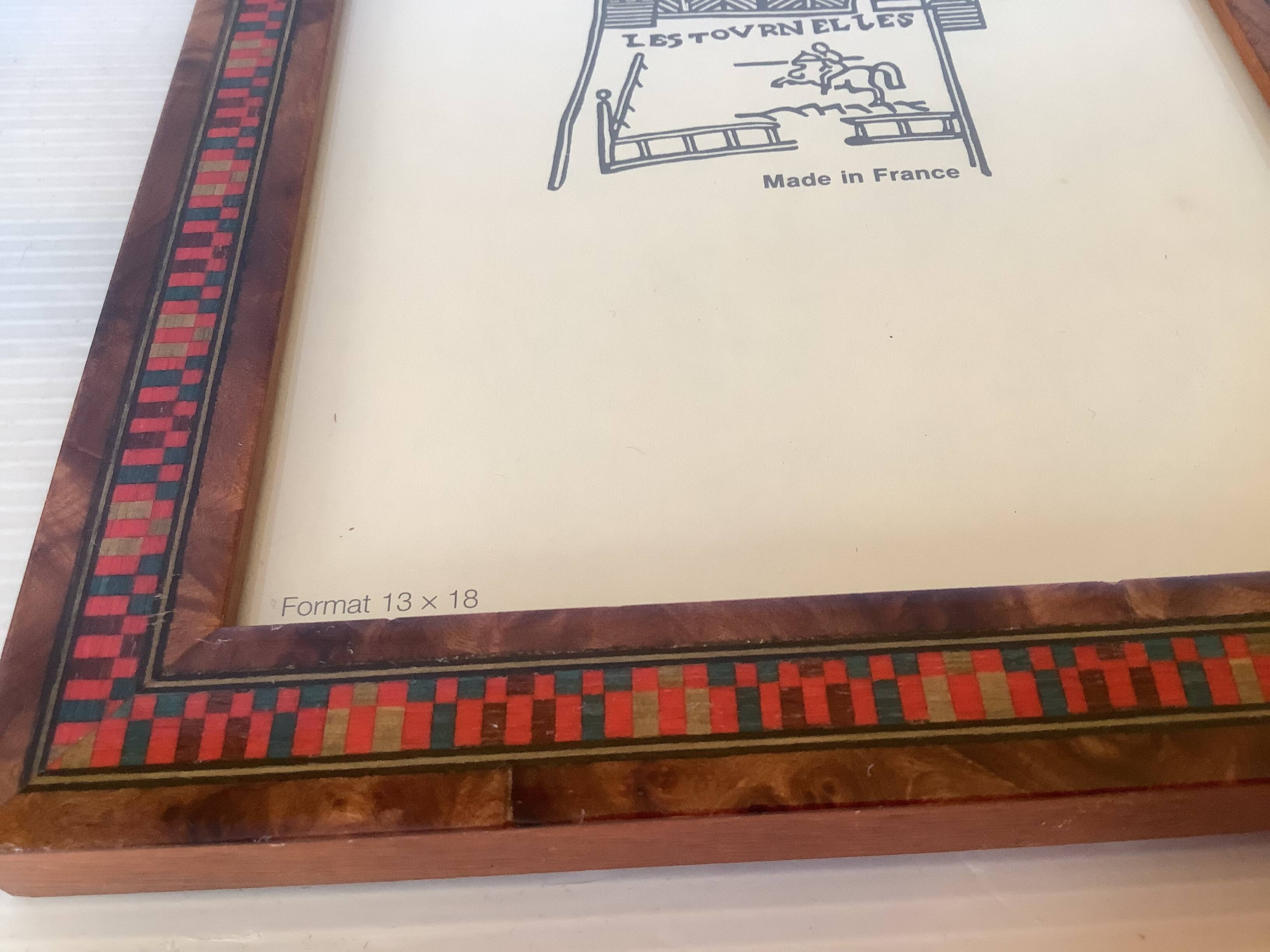 Wooden mosaic frame made in France