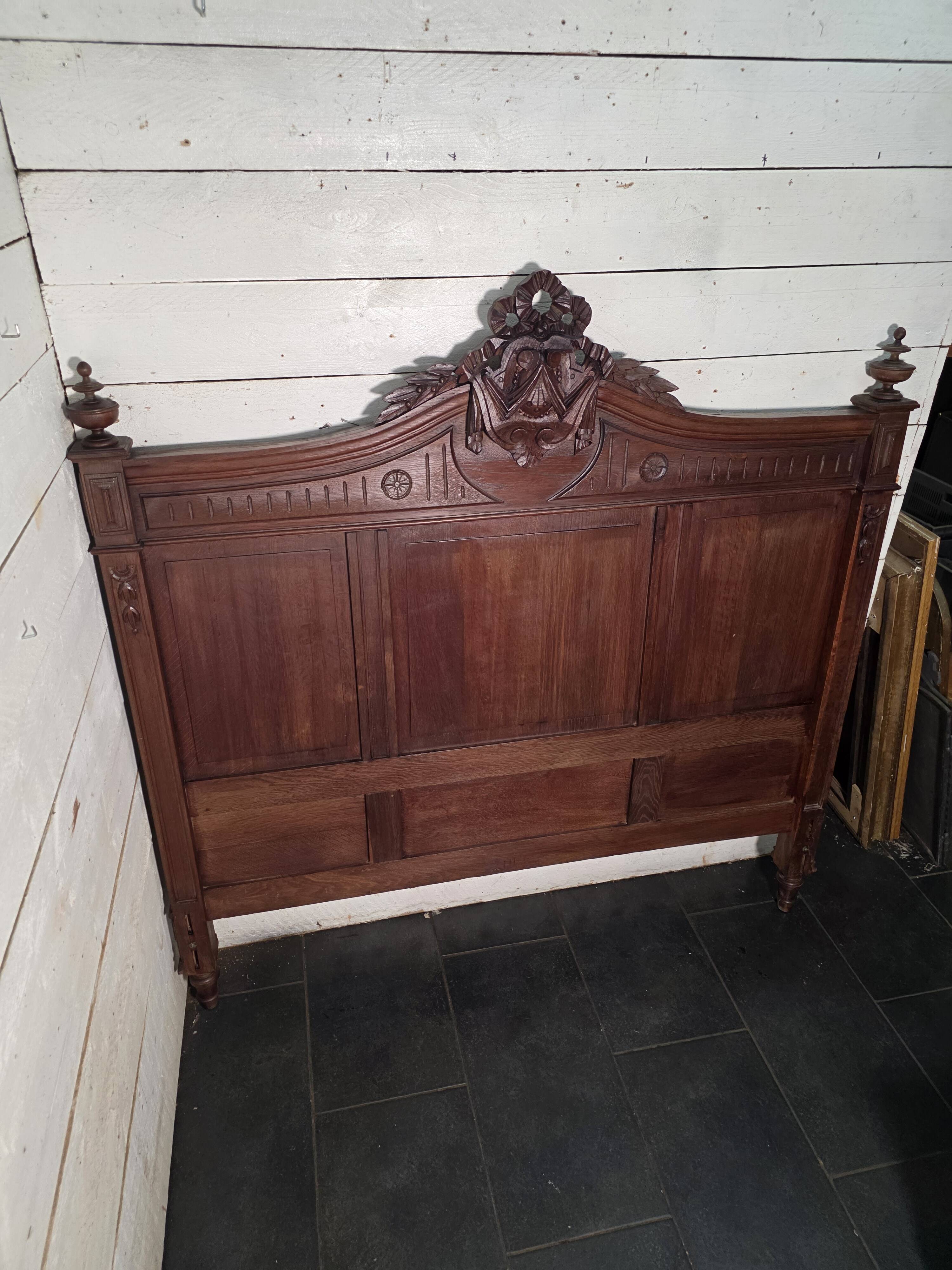 Antique solid oak headboard