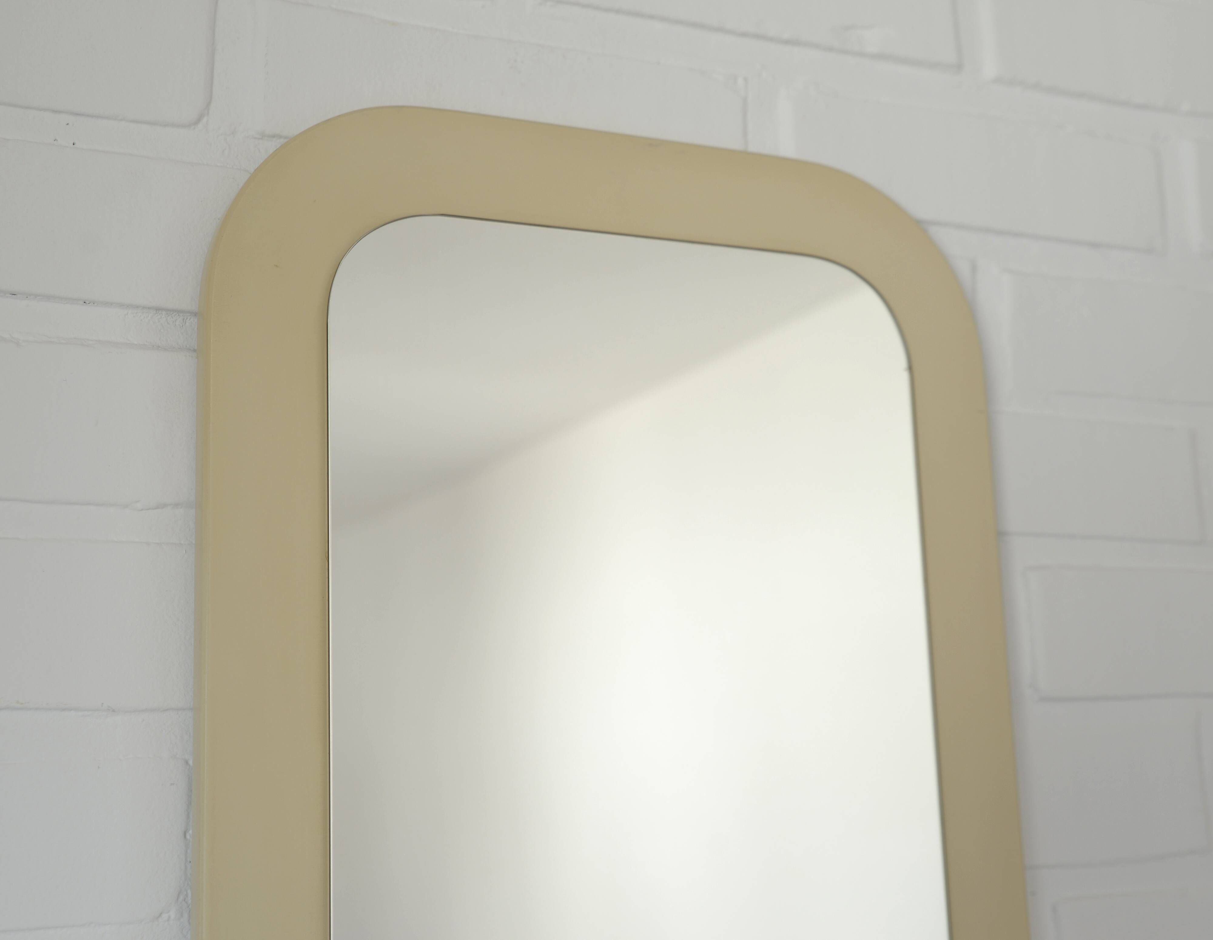 Miroir vintage blanc de style scandinave Meblo, milieu du siècle moderne, années 1970