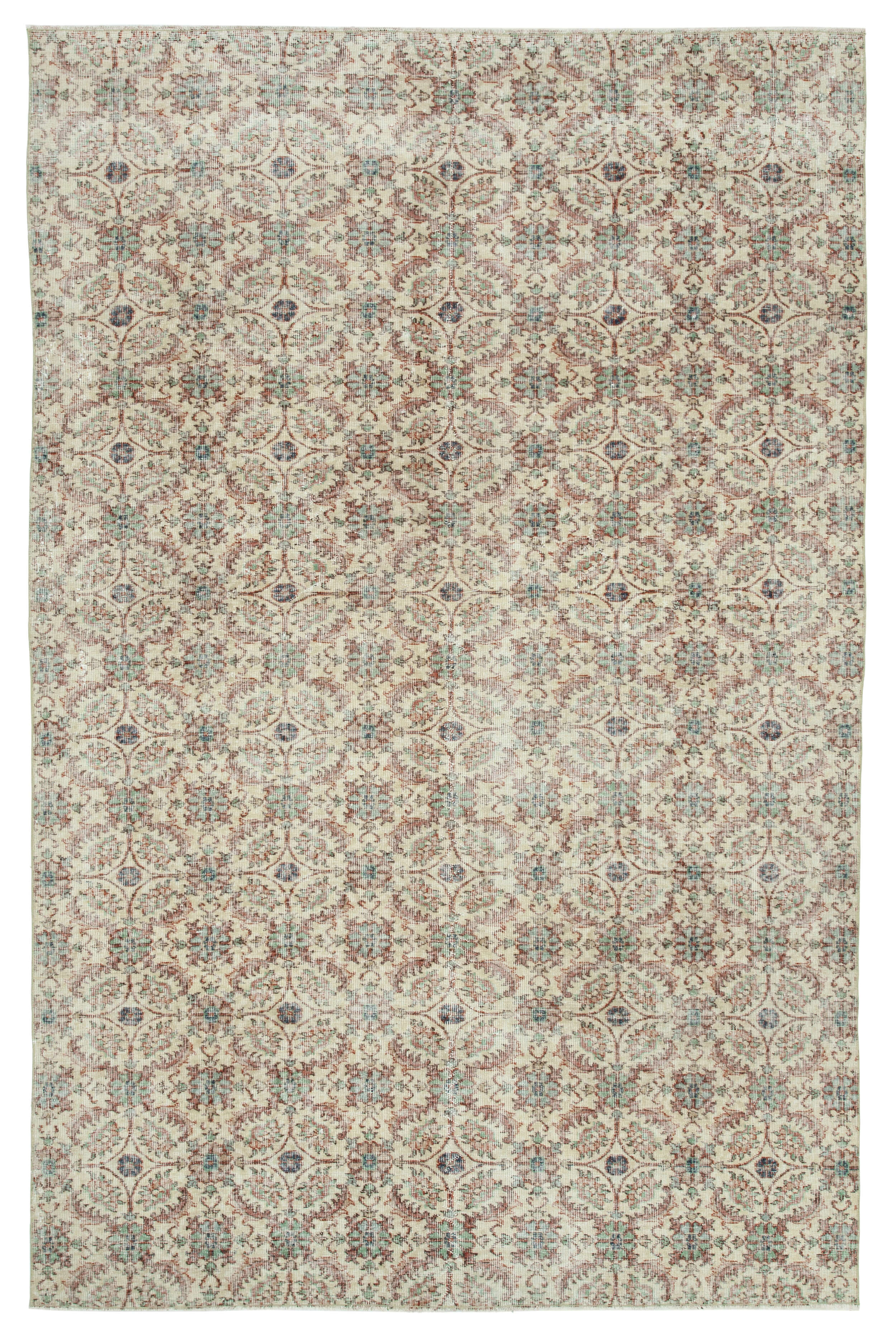 Oriental handmade decorative 1970s beige carpet 192 cm x 292 cm