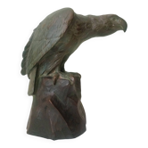 Sculpture - Armand Fagotto - Eagle on a rock - Terracotta & patina