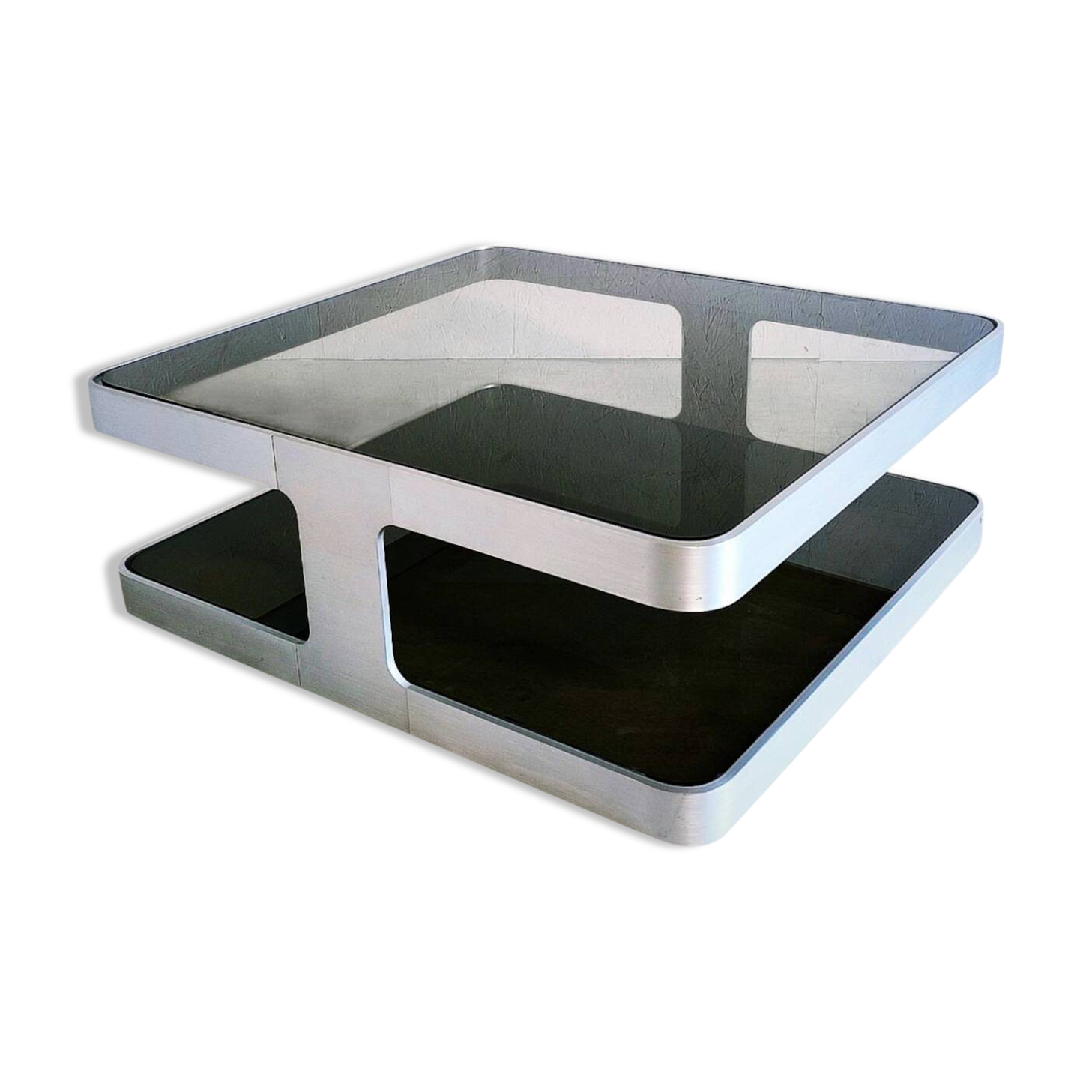 Brushed aluminum coffee table circa 1970