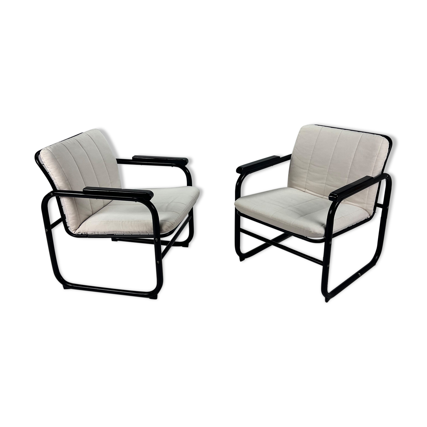 Set of two postmodern black and white armchairs, 1980s