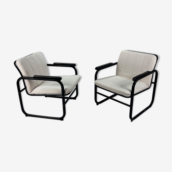 Paire de fauteuils postmodernes en noir et blanc, années 1980