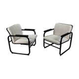 Set of two postmodern black and white armchairs, 1980s