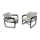 Set of two postmodern black and white armchairs, 1980s