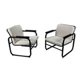 Paire de fauteuils postmodernes en noir et blanc, années 1980