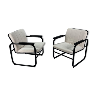 Paire de fauteuils postmodernes en noir et blanc, années 1980