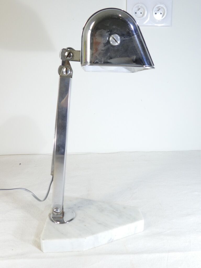 Art deco office lamp in chrome metal